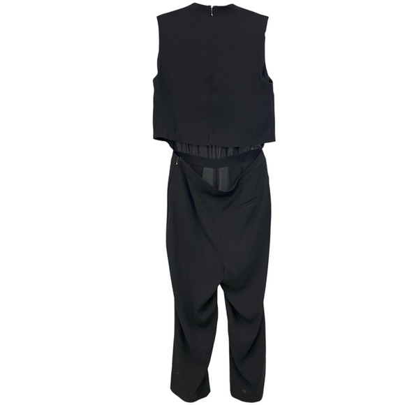 DIANE VON FURSTENBERG Tali Crop Top Open Back Cropped Wide Leg Jumpsuit black,12 - Picture 5 of 16